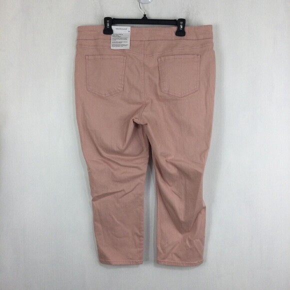 Westbound The High Rise Fit Skinny Cropped Denim Jeans Pants Pull On Pink Sz 18 - Picture 3 of 7